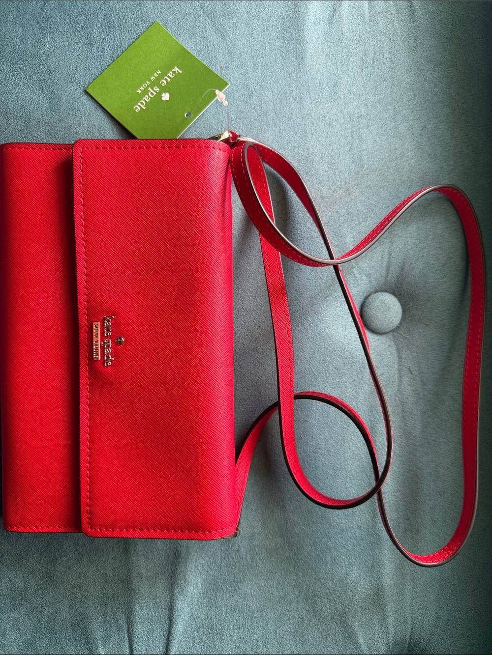 kate spade red saffiano crossbody wallet